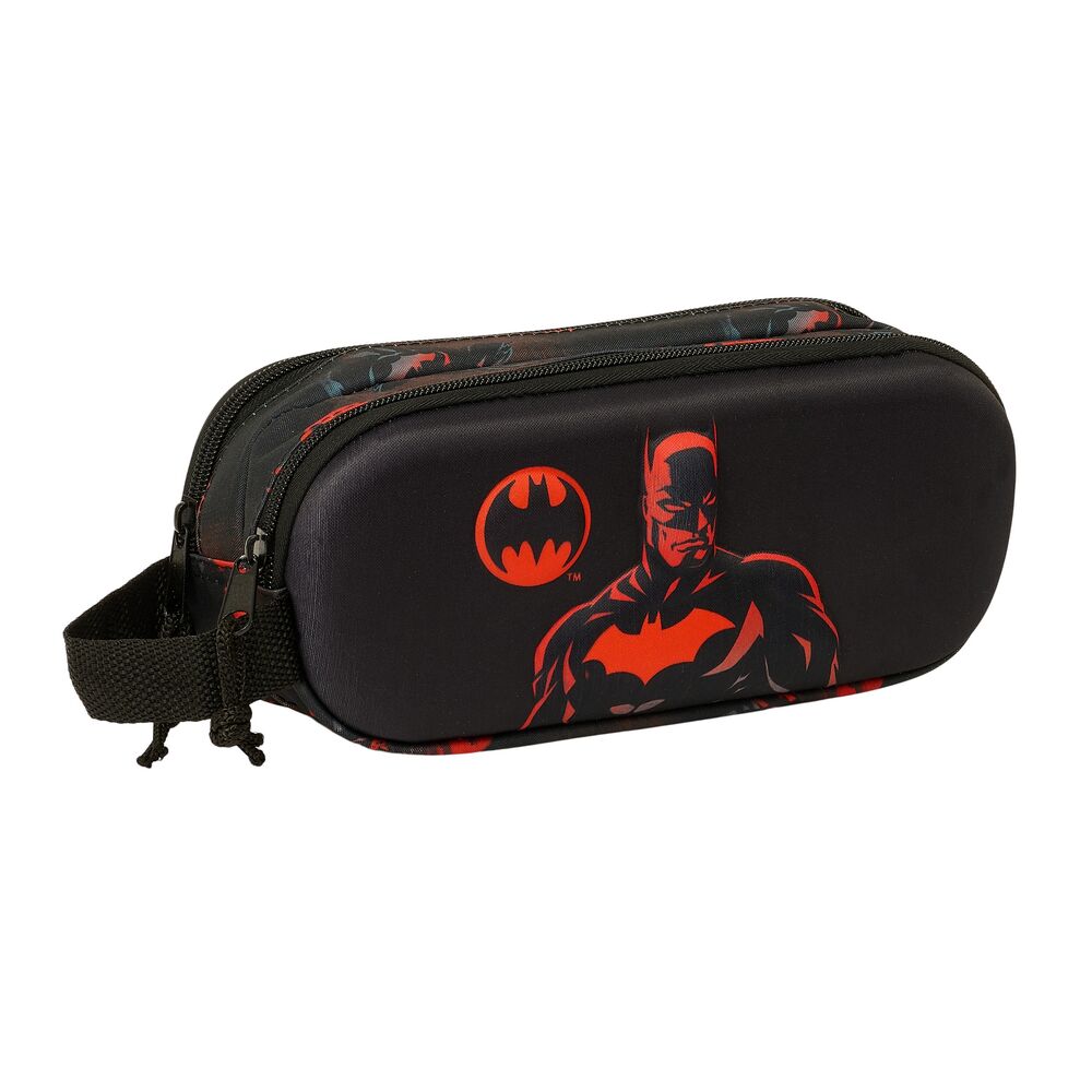 Portatodo doble 3D negro de Batman con dos cremalleras y asa lateral