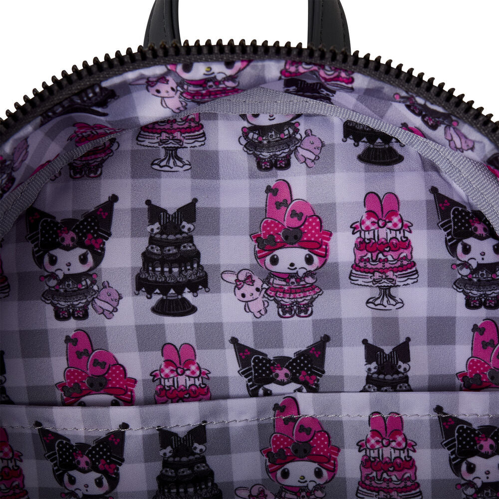 Mochila Loungefly de My Melody y Kuromi con diseño de tarta y corazones - 5