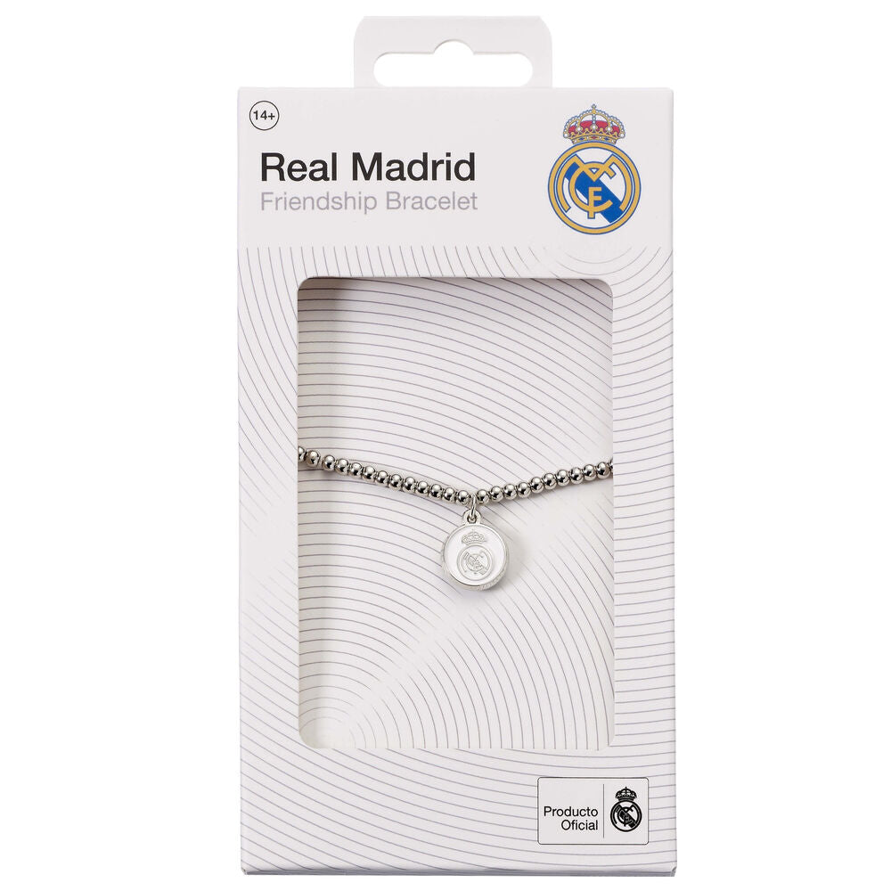 Pulsera extensible plateada del Real Madrid con charm del escudo - 2