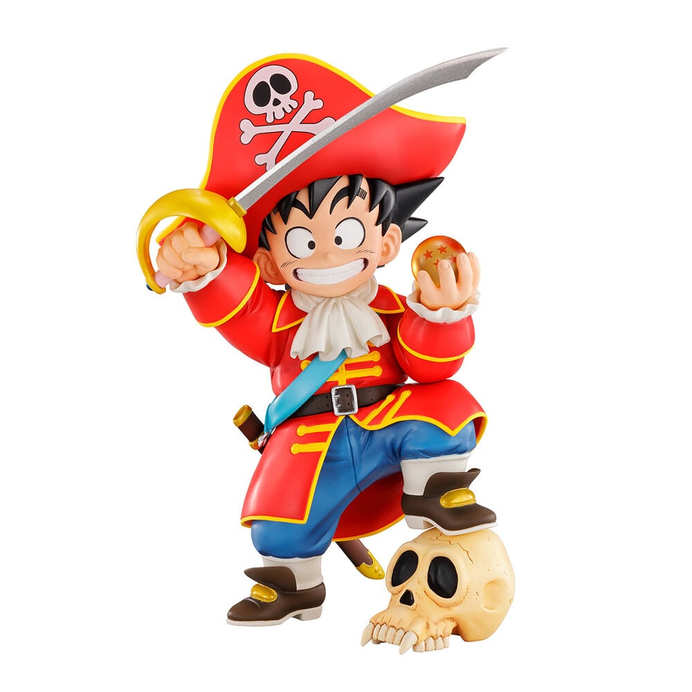 Figura Ichibansho de Son Goku con atuendo pirata, espada y Esfera del Dragón