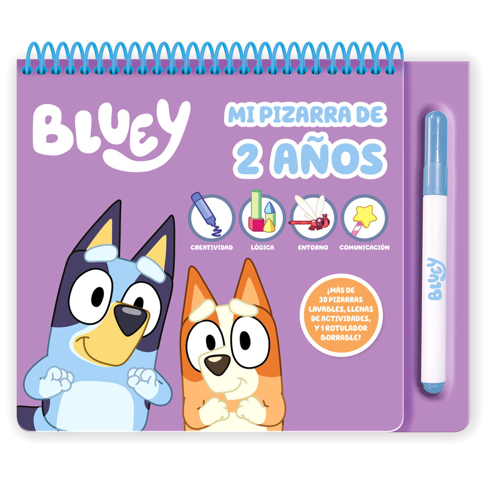 Pizarra de actividades Bluey para 2 años con rotulador borrable