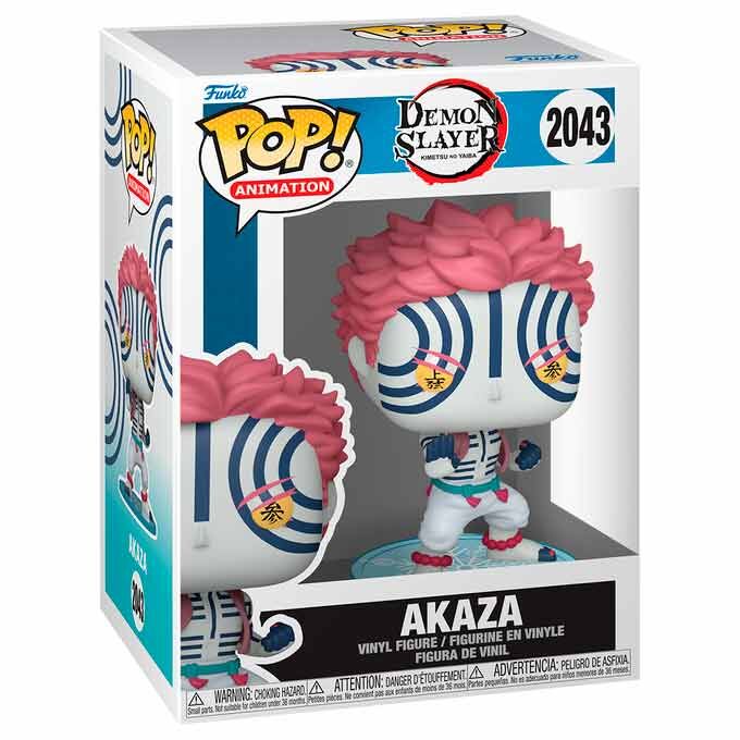 Figura Funko POP! de Akaza de Demon Slayer sobre base turquesa - 2