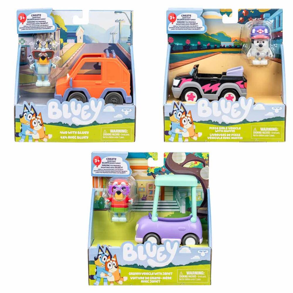Vehículos Bluey surtidos con figuras articuladas