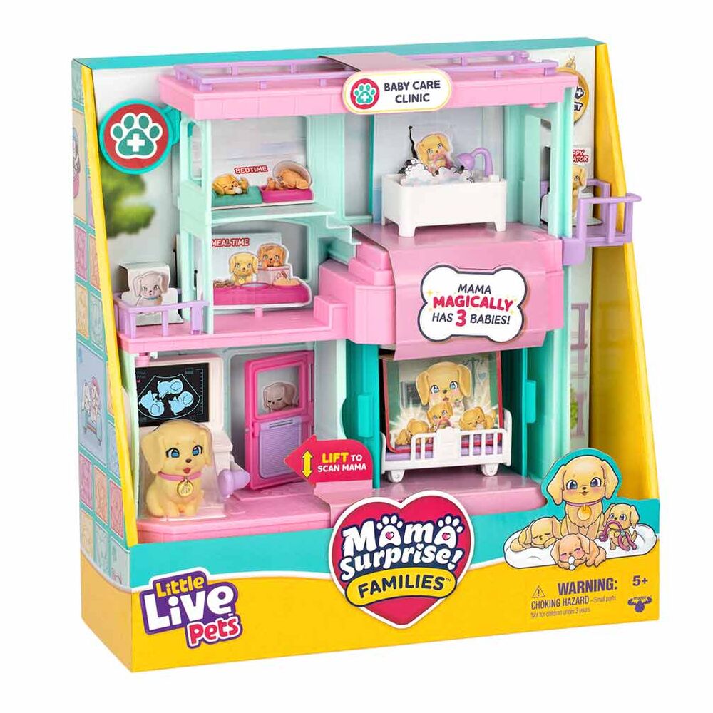 Set Little Live Pets Mama Surprise Families con clínica veterinaria y cachorros