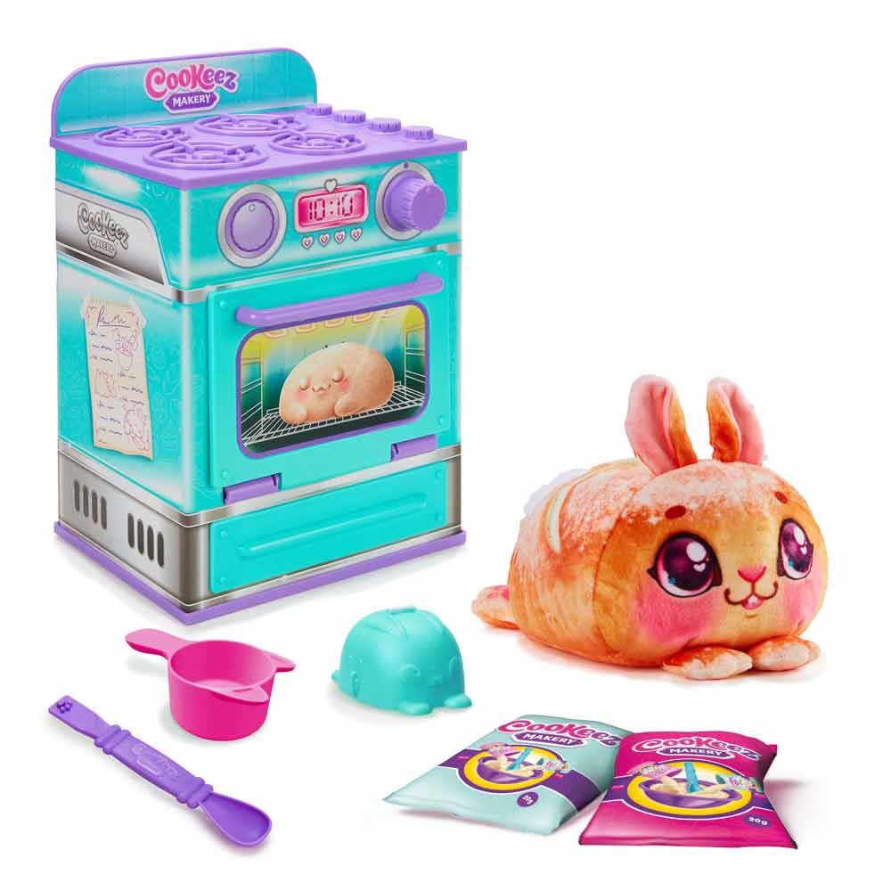 Horno Cookeez Makery con peluche interactivo en forma de conejito
