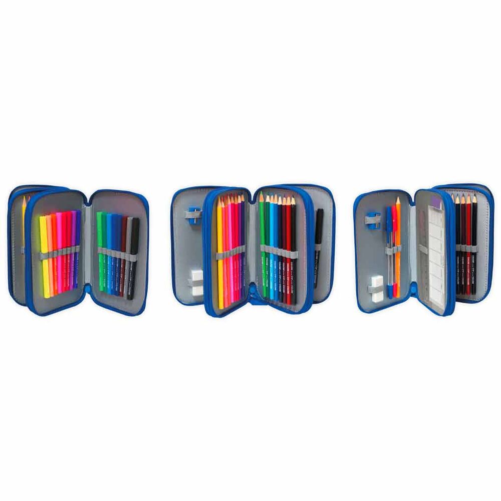 Plumier triple del Atlético de Madrid azul marino, rojo y blanco con escudo - 5