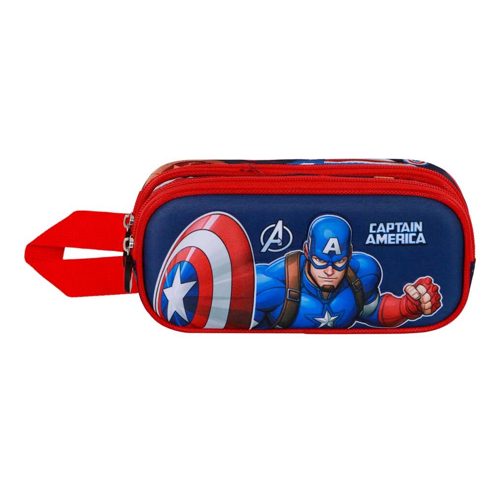Portatodo 3D doble de Capitán América Marvel en rojo y azul - 3