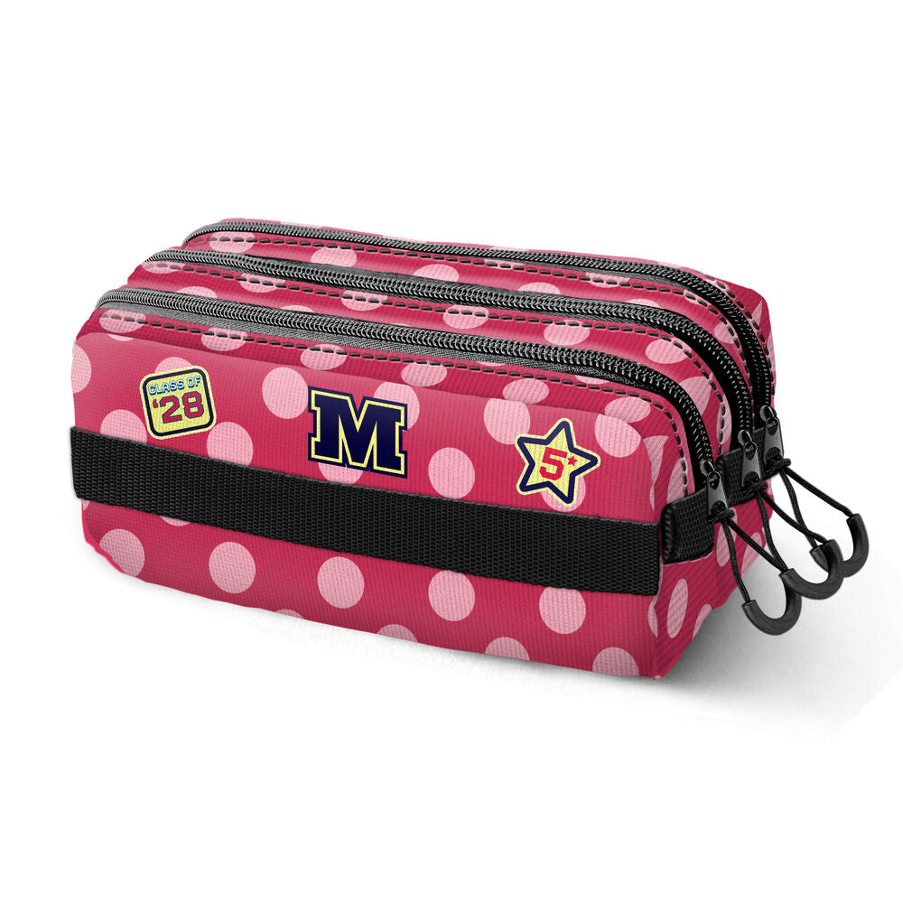 Portatodo triple rosa de Minnie Disney con lunares y tres cremalleras - 2