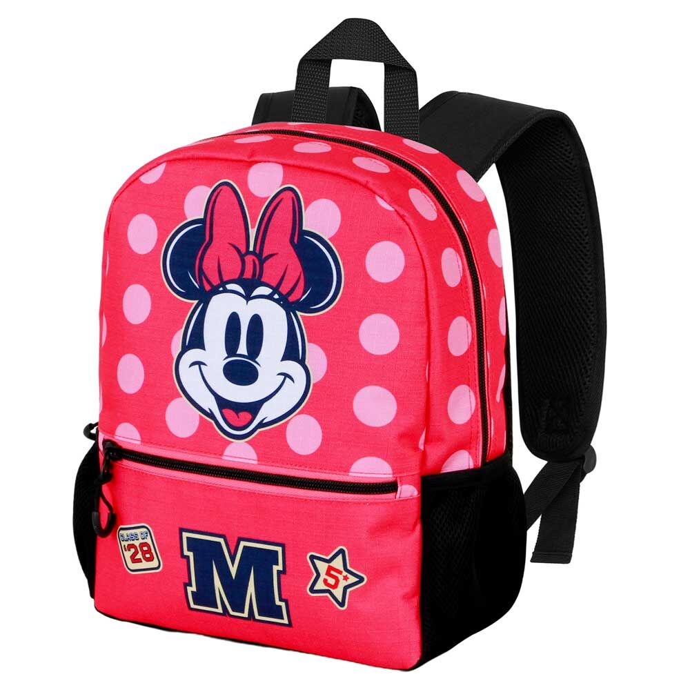 Mochila roja y rosa de Minnie Disney con lunares y bolsillo frontal - 4