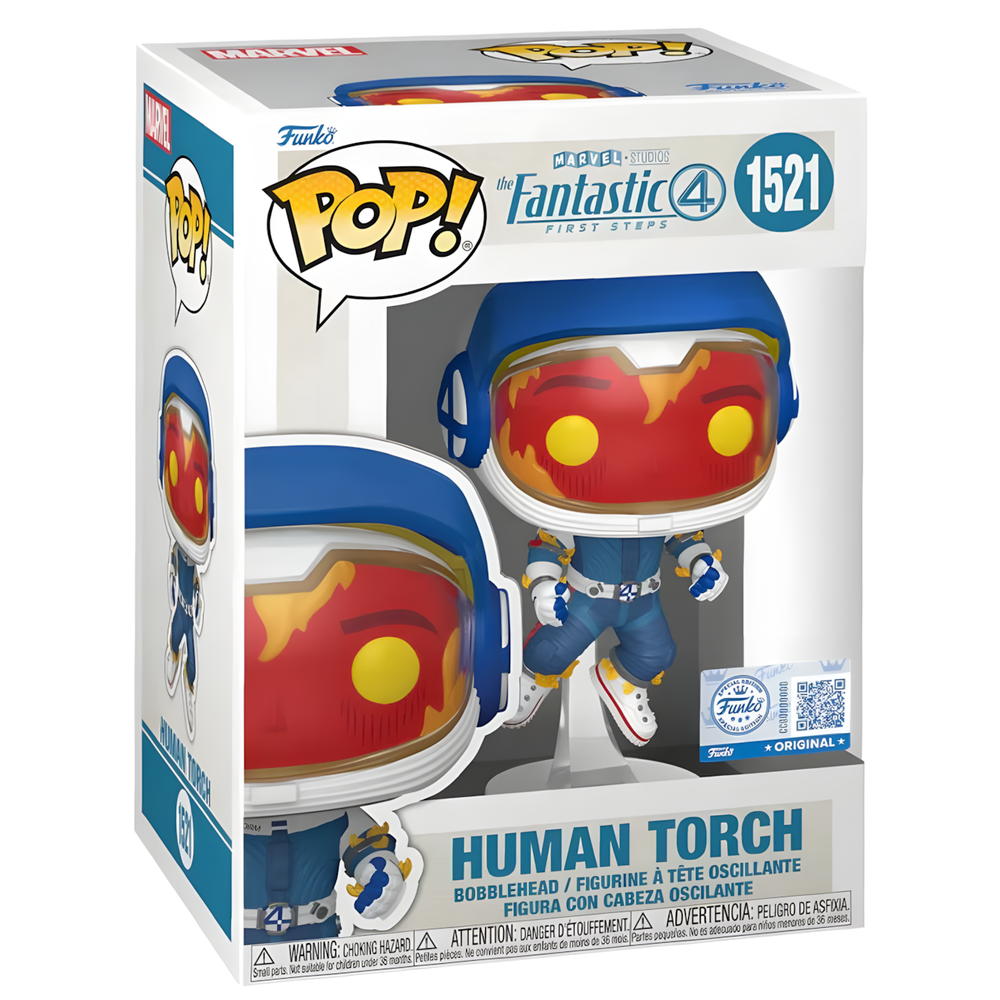 Figura Funko POP! de Antorcha Humana con traje azul y llamas - 2