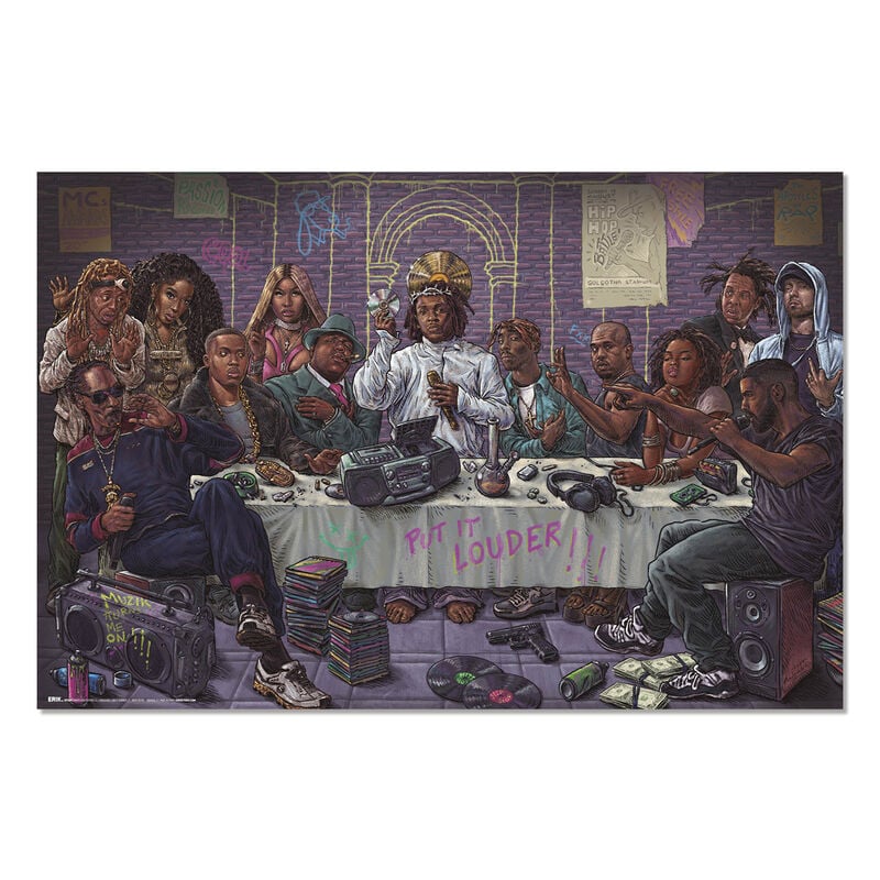 Póster La Última Cena Hip Hop ERIK con radiocasetes y vinilos