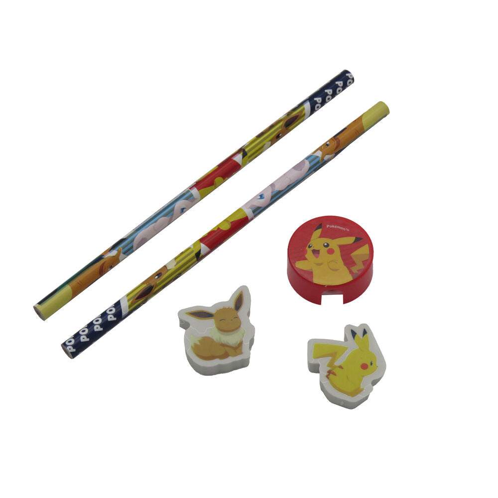 Set de papelería Pokémon con lápices, gomas y sacapuntas - 2