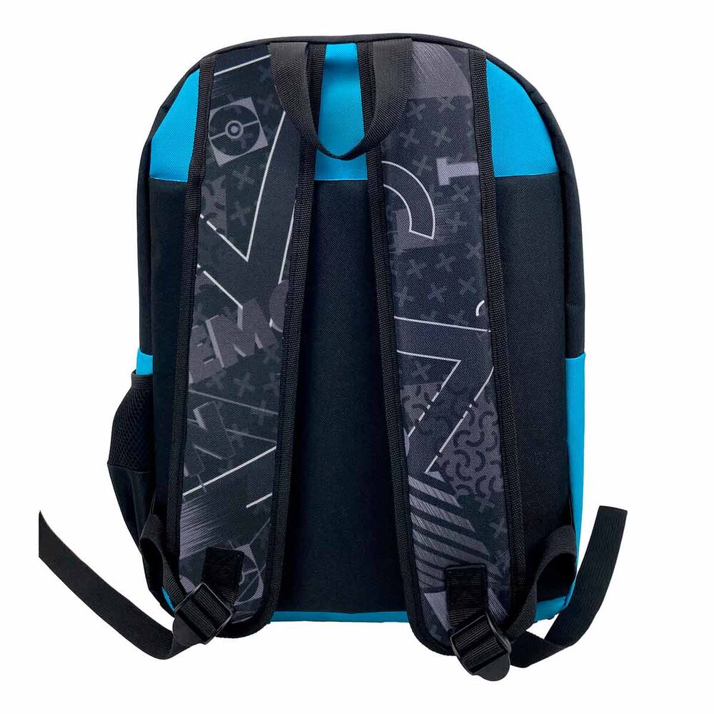 Mochila Pokémon negra y azul con personajes y bolsillo frontal - 3