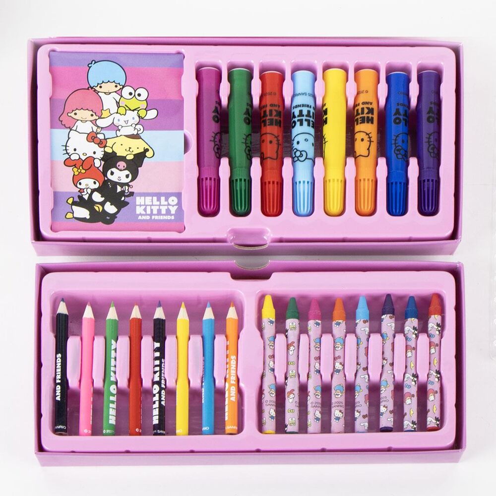 Maletín rosa de colorear Hello Kitty and Friends con útiles de papelería - 5