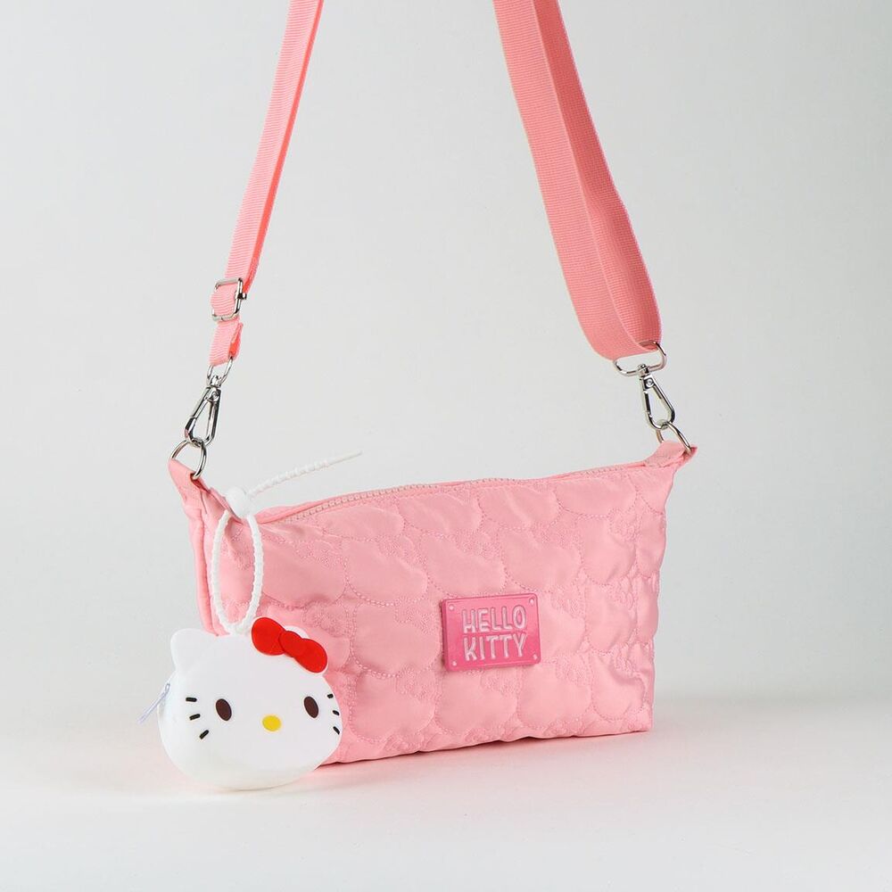 Bolso bandolera rosa acolchado de Hello Kitty con correa larga - 4