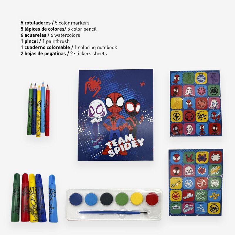 Set de papelería Spidey Marvel con mochila y materiales para colorear - 3