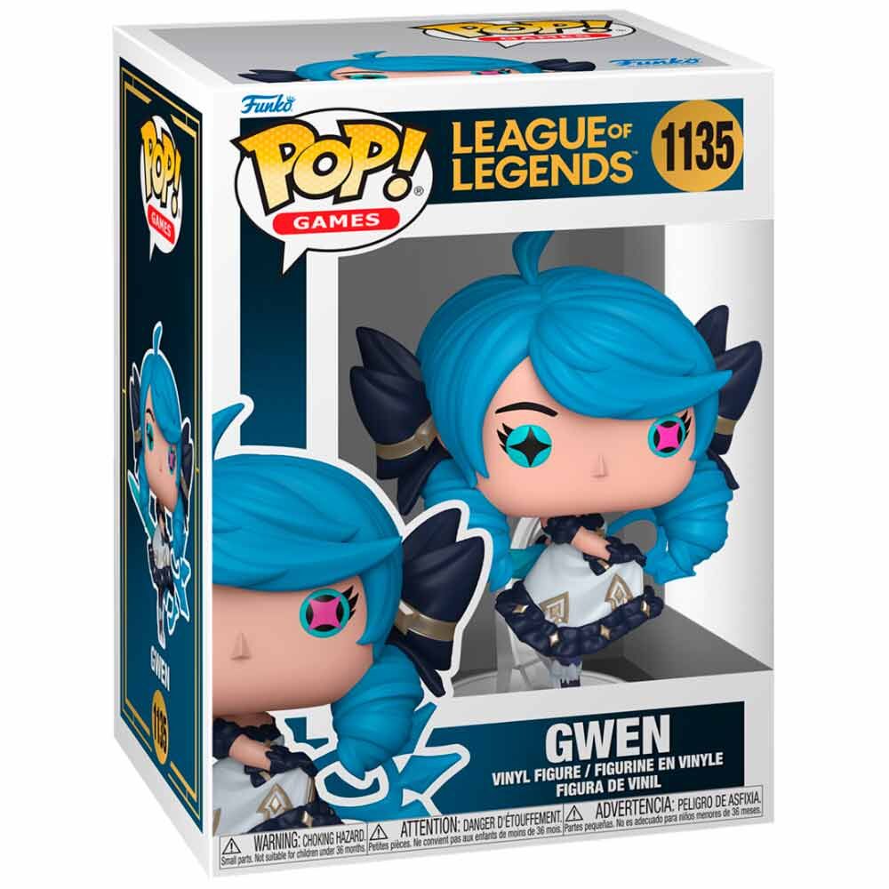 Figura Funko POP! de Gwen de League of Legends con cabello azul y vestido blanco - 2