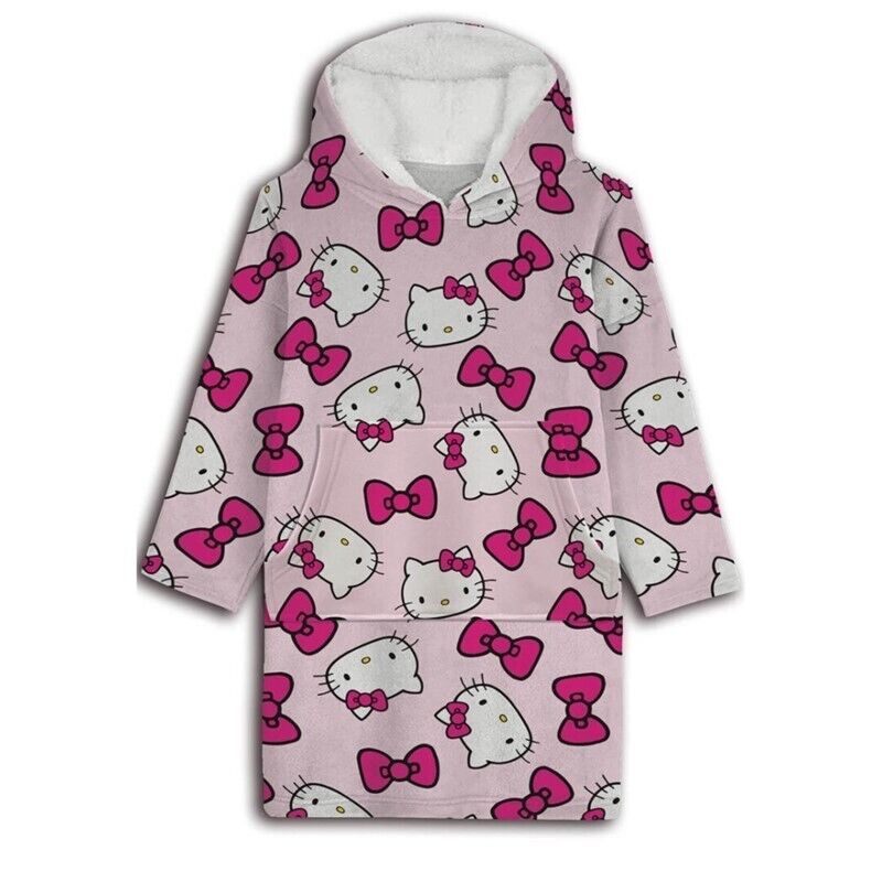 Bata sudadera infantil rosa de Hello Kitty con estampado de lazos