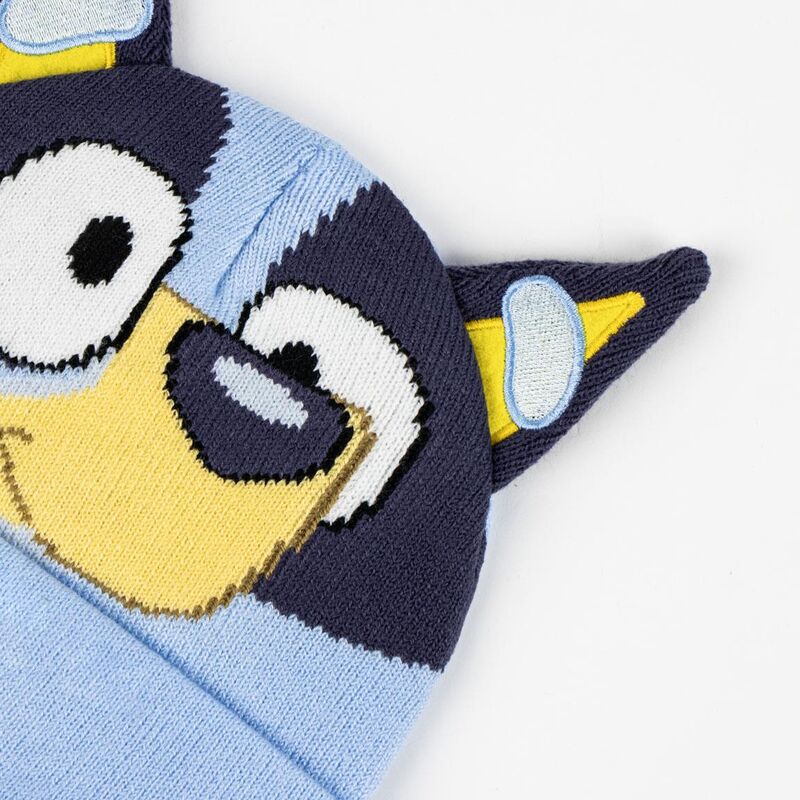 Set de gorro y guantes azules con diseño de Bluey - 4