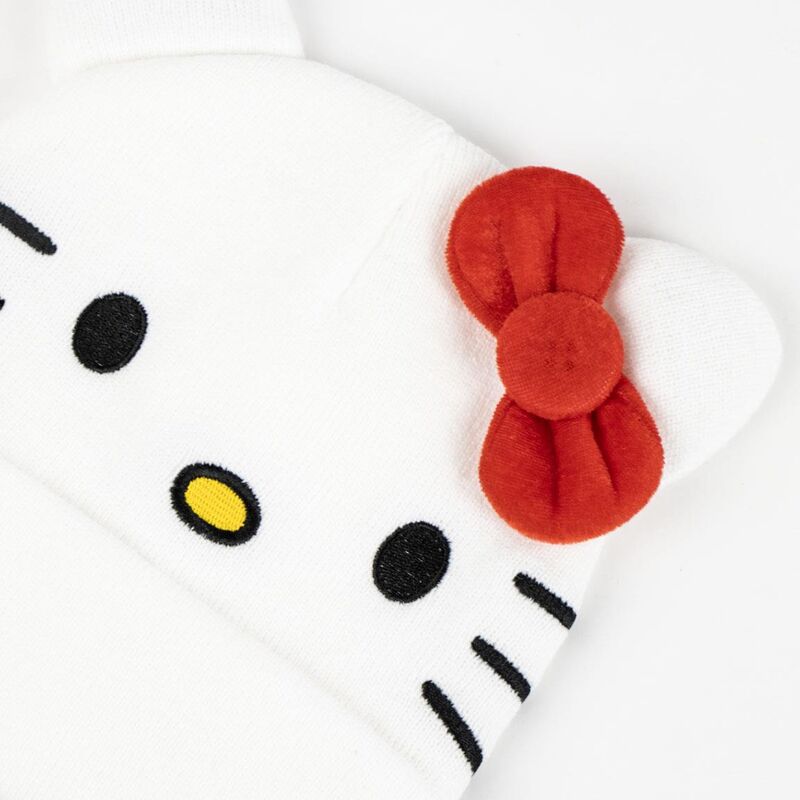 Set de gorro blanco y guantes rojos de Hello Kitty - 4