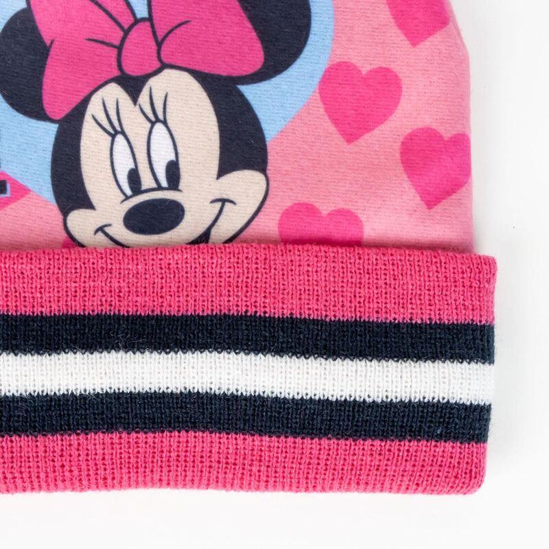 Set de gorro rosa con pompón y guantes azul marino de Minnie Disney - 4