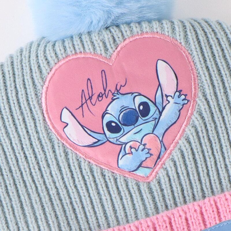 Conjunto Disney Stitch con gorro, bufanda y guantes en gris, rosa y azul - 5