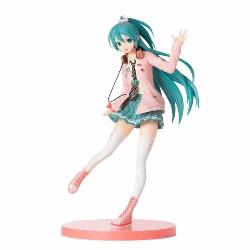 Figura de Hatsune Miku Ribbon Girl con chaqueta rosa y coletas turquesa - 4