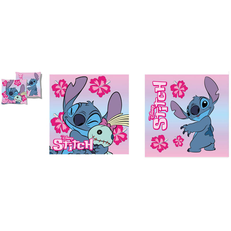 Cojín cuadrado de Stitch Disney con flores tropicales - 3