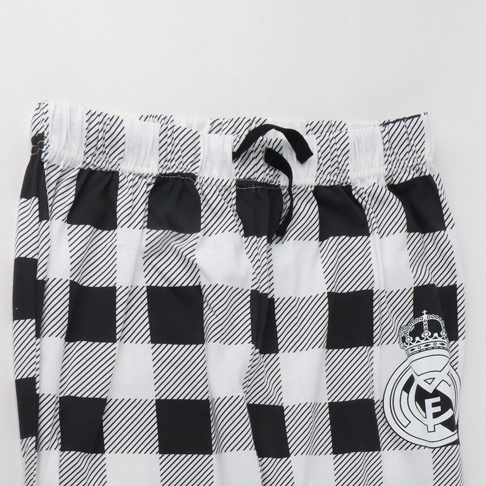Pijama adulto del Real Madrid blanco y negro con pantalón de cuadros - 4