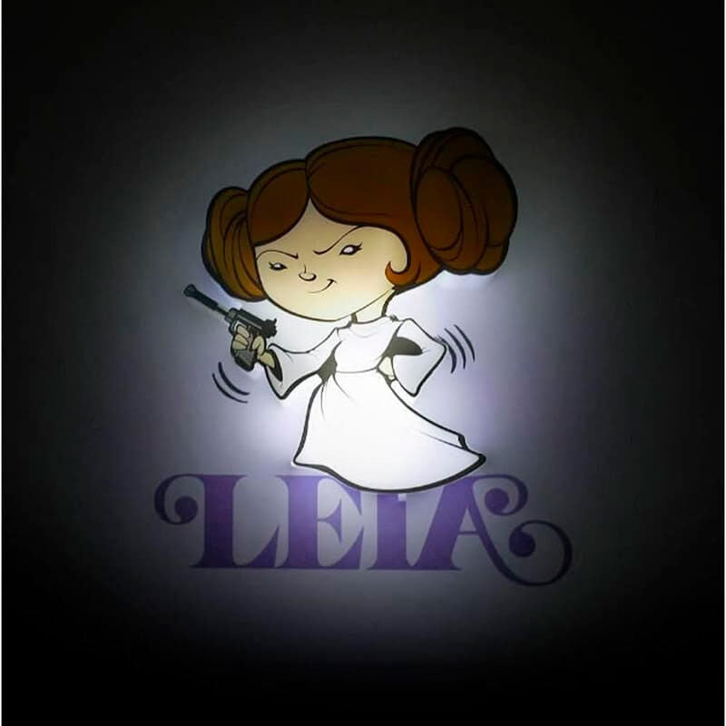 Lámpara LED mini de Leia de Star Wars con vestido blanco y bláster - 2
