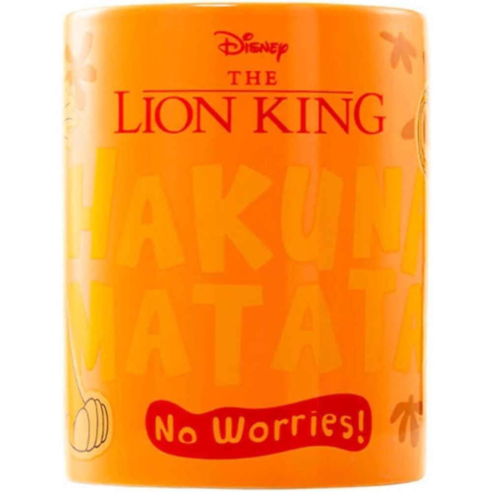Taza de cerámica de El Rey León con funda de peluche amarilla y diseño de Simba - 4
