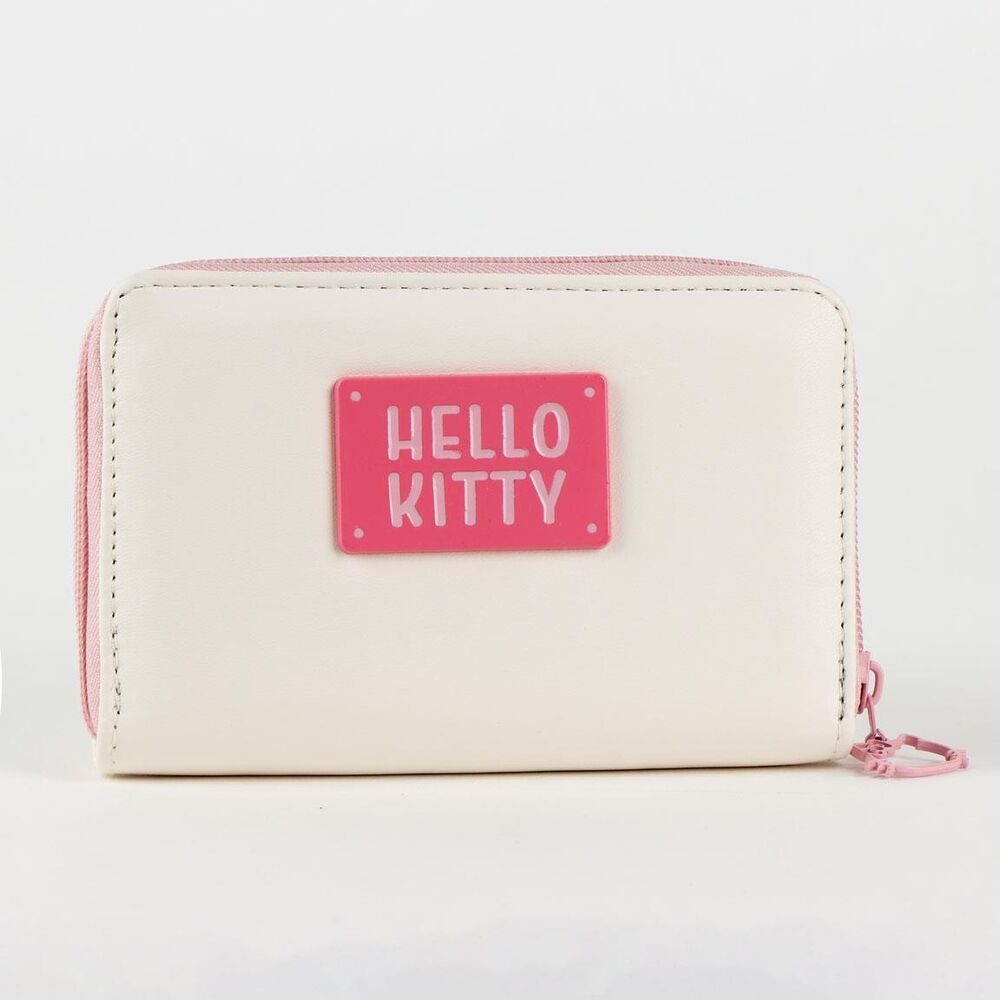Cartera Hello Kitty crema con lazo rosa y cremallera - 2