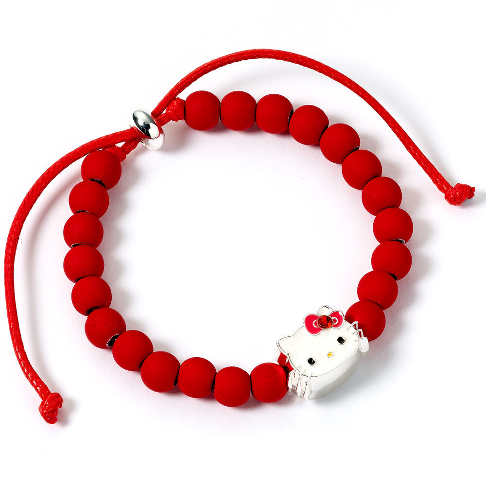 Pulsera roja ajustable de cuentas con charm de Hello Kitty - 2