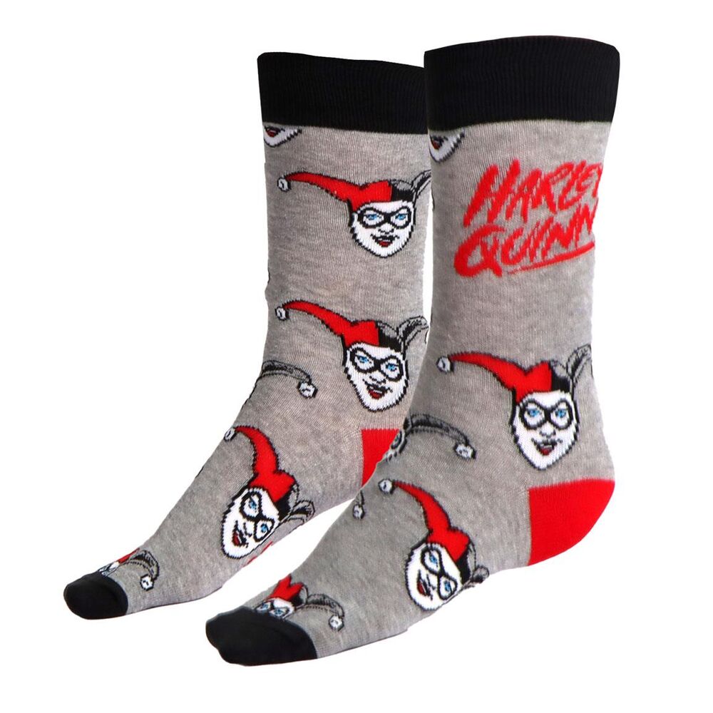 Calcetines de adulto Harley Quinn DC Comics en gris, negro y rojo - 2