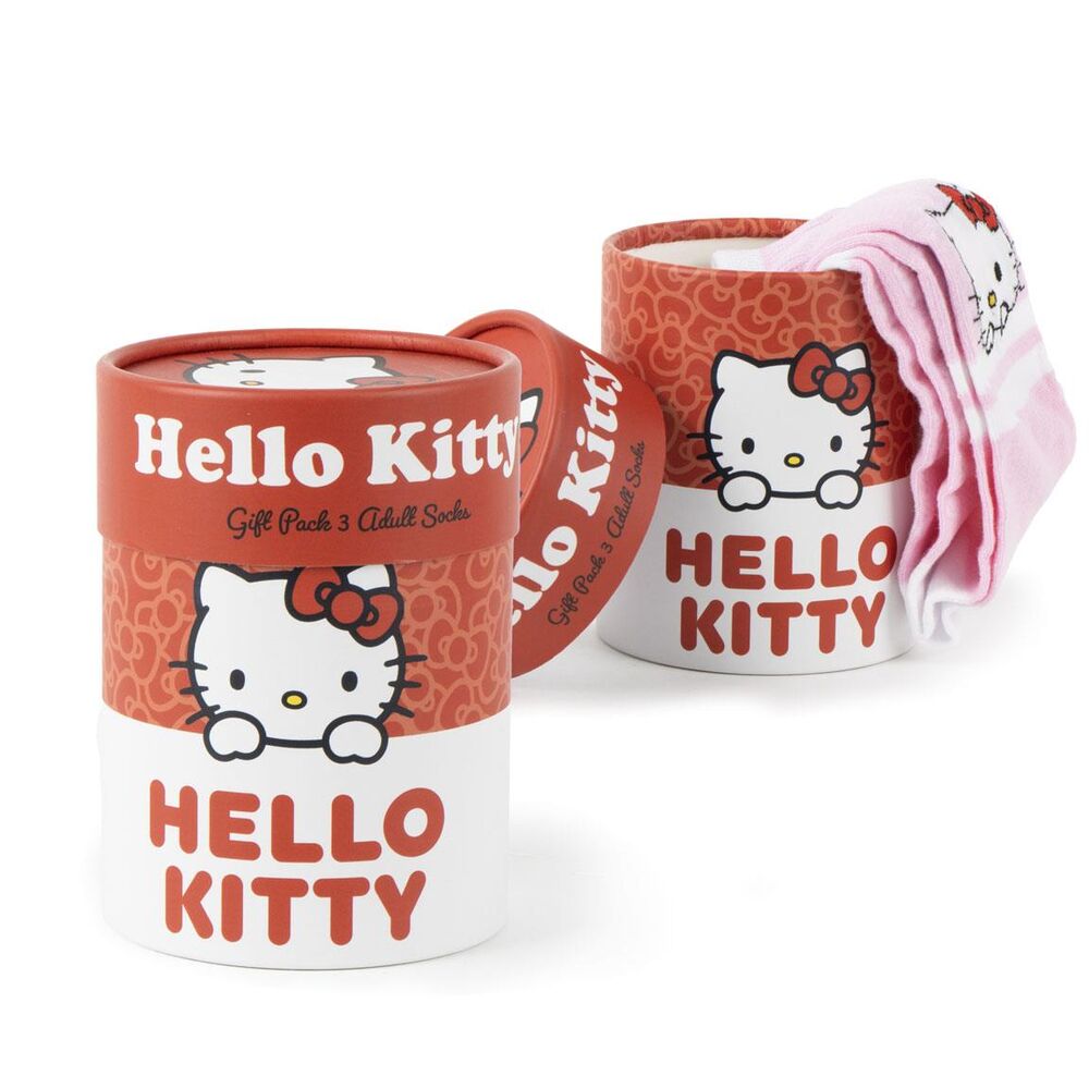 Set de tres calcetines Hello Kitty en rosa y blanco - 6