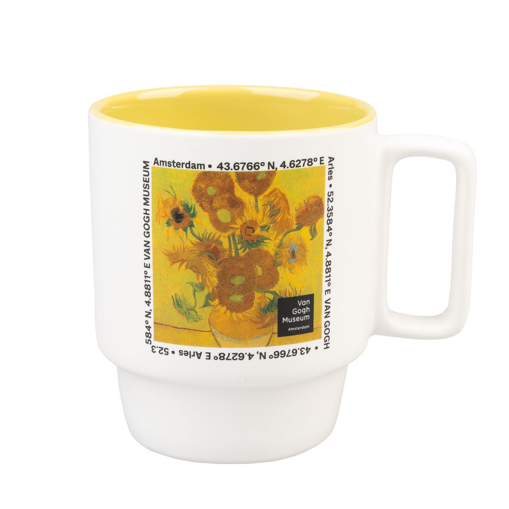 Taza ERIK Van Gogh Museum de cerámica con girasoles e interior amarillo