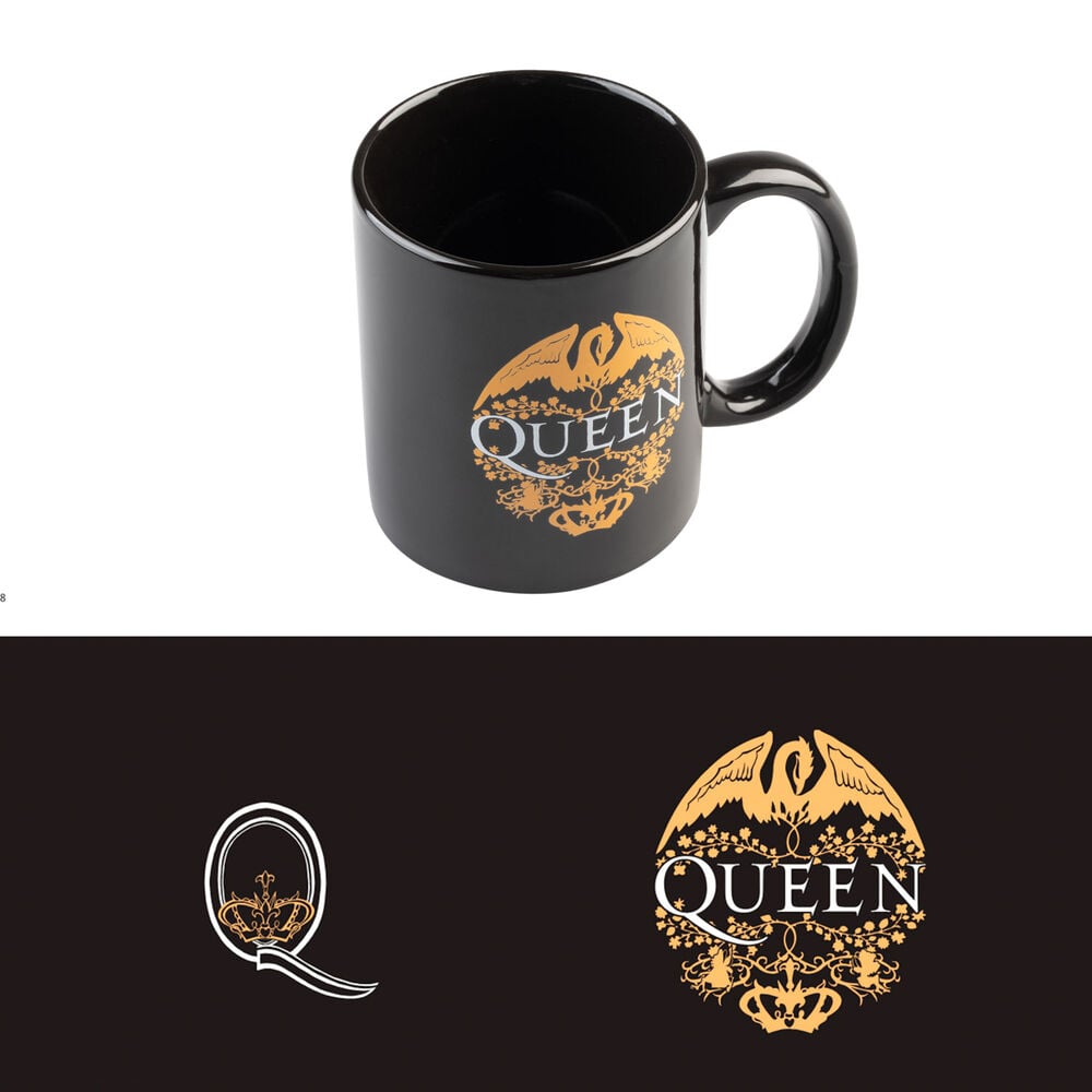 Taza Queen ERIK negra de cerámica con emblema dorado - 7