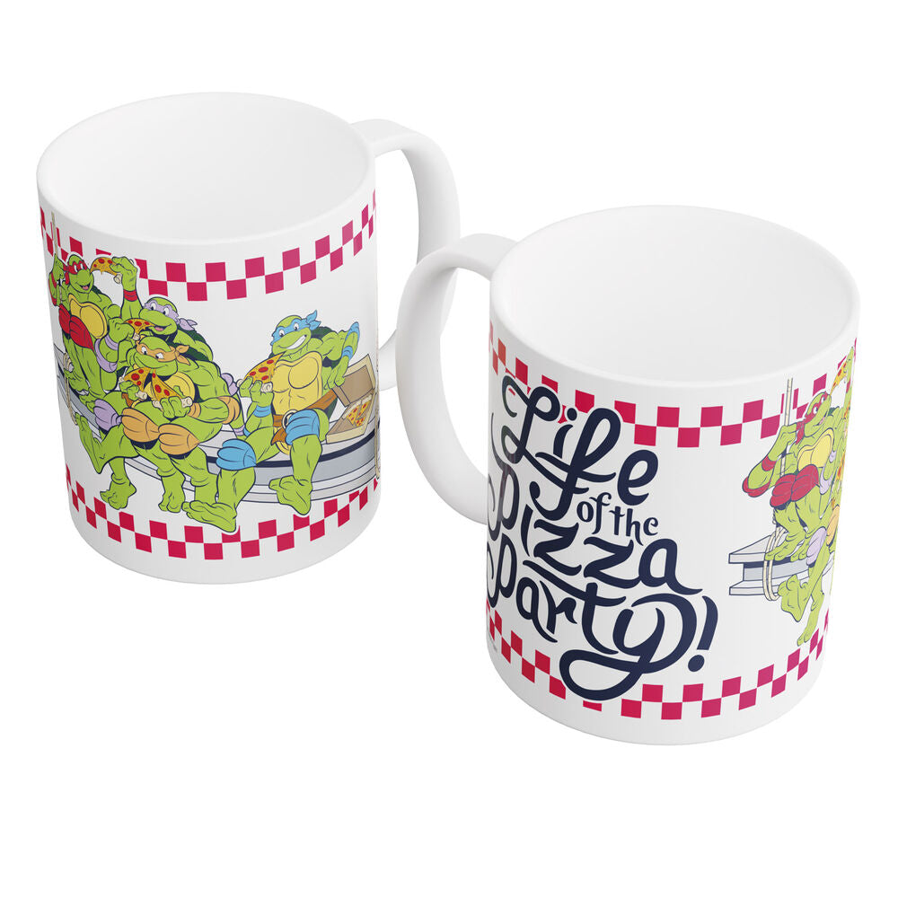 Taza de cerámica blanca de Tortugas Ninja con cenefa roja