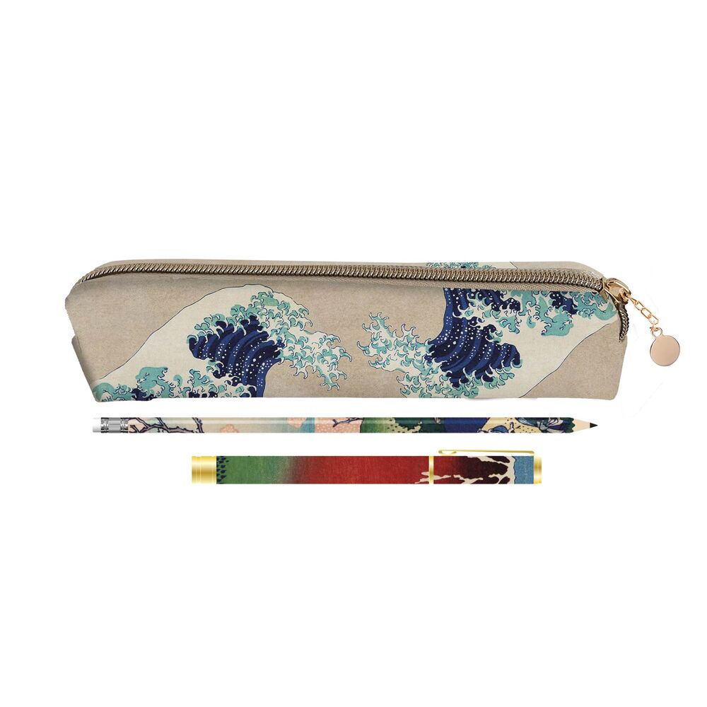 Set ERIK con portatodo, bolígrafo y lápiz de La gran ola de Kanagawa