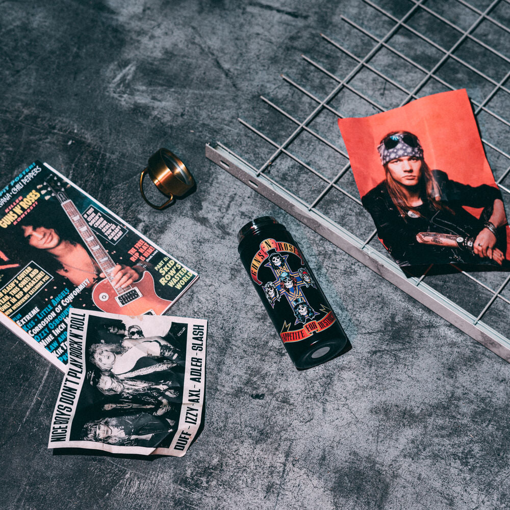 Botella negra de acero inoxidable Guns N’ Roses con tapón dorado - 8