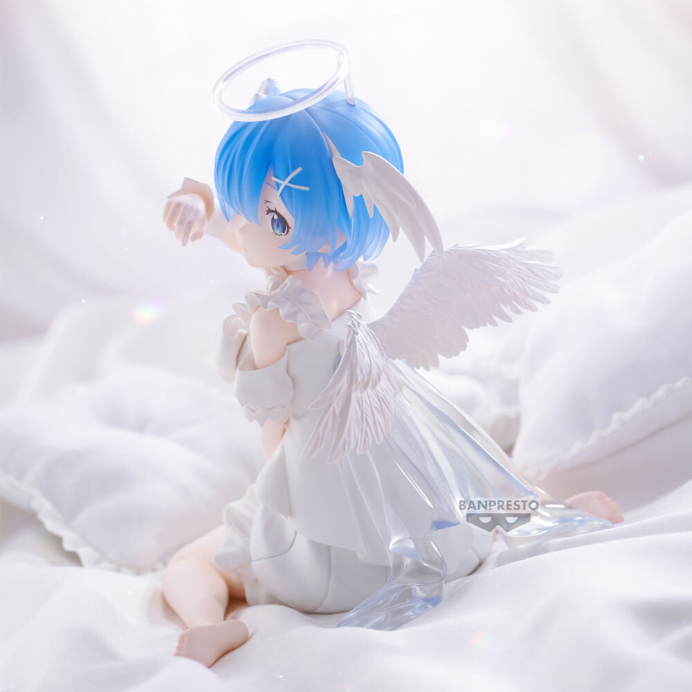 Figura de Rem de Re:Zero con vestido blanco, halo y alas - 6