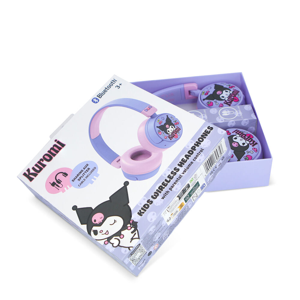 Auriculares infantiles inalámbricos Kuromi Hello Kitty en lila y rosa - 7