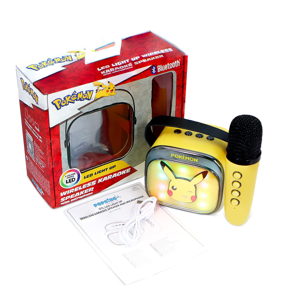 Altavoz karaoke LED amarillo de Pikachu Pokémon con micrófono inalámbrico - 12