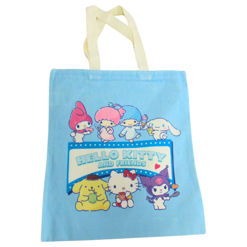 Bolsa tote azul de Hello Kitty and Friends con personajes SANRIO