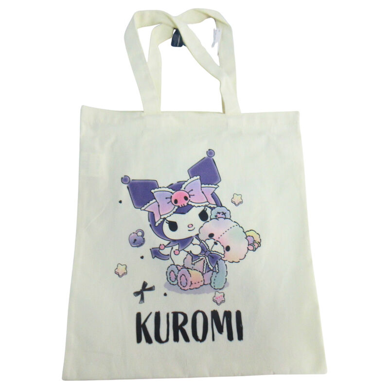 Bolsa tote cruda de algodón con diseño Kuromi Teddy SANRIO