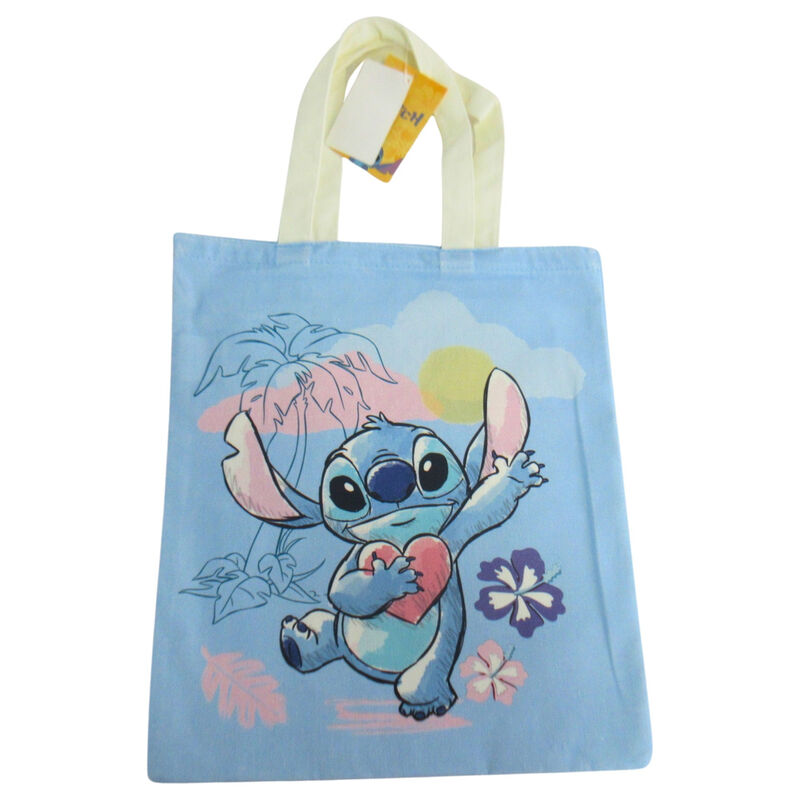 Bolsa tote azul de Stitch Disney con corazón y flores