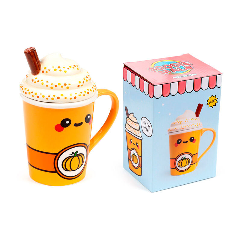 Taza naranja Foodiemals Latte con tapa de calabaza - 5