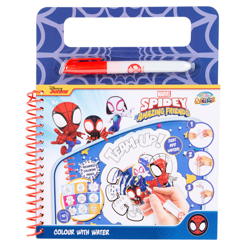 Libro mágico de pintar con agua de Spider-Man con rotulador incluido