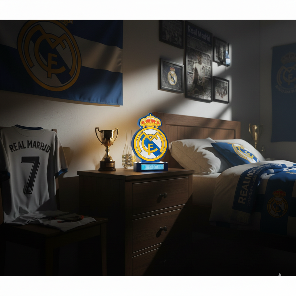 Lámpara despertador 3D del Real Madrid con pantalla digital - 2