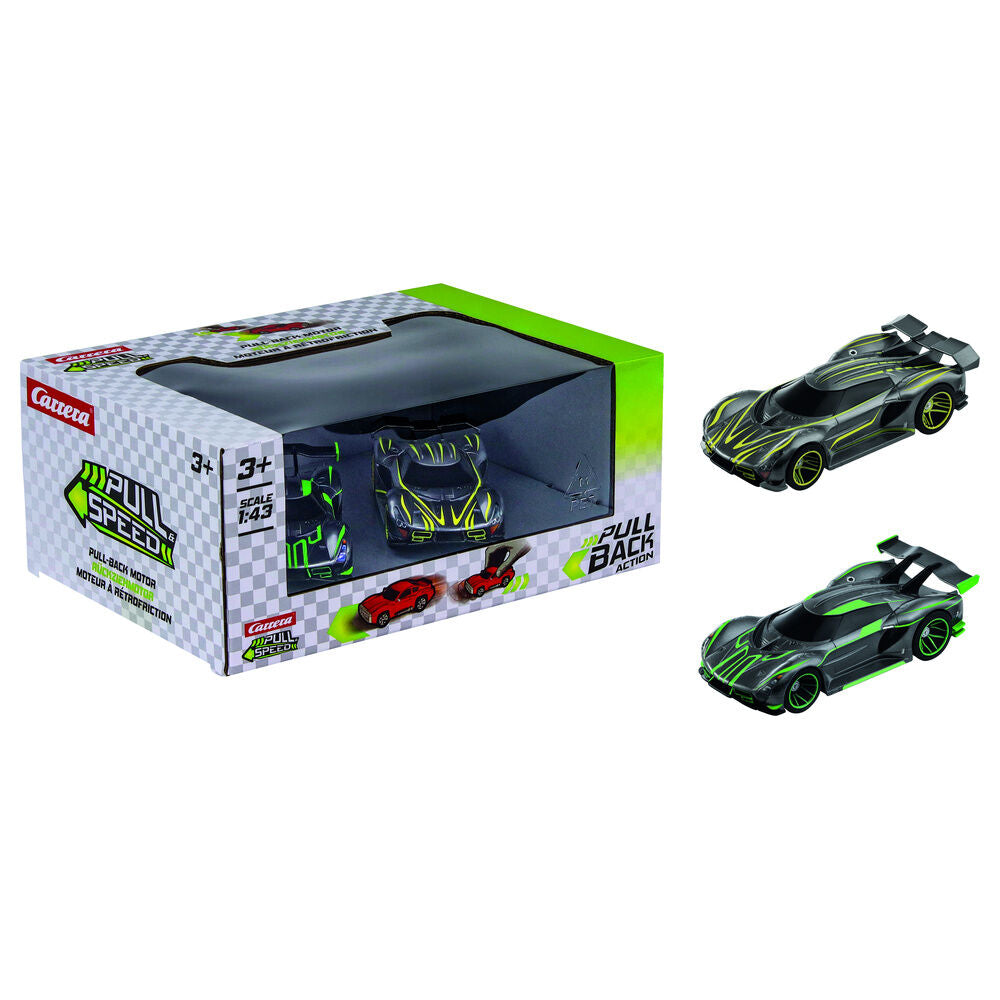 Twinpack CARRERA con dos coches Hypercars negros y verdes a escala 1:43 - 2